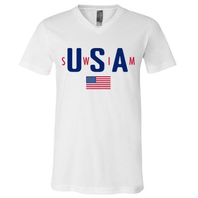 Usa Swim  Usa Summer Swimming 2024 Games V-Neck T-Shirt