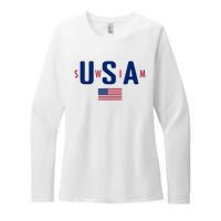 Usa Swim  Usa Summer Swimming 2024 Games Womens CVC Long Sleeve Shirt