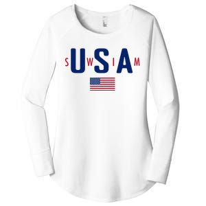 Usa Swim  Usa Summer Swimming 2024 Games Women's Perfect Tri Tunic Long Sleeve Shirt