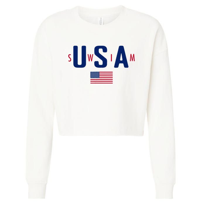 Usa Swim  Usa Summer Swimming 2024 Games Cropped Pullover Crew