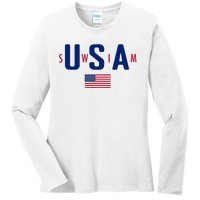 Usa Swim  Usa Summer Swimming 2024 Games Ladies Long Sleeve Shirt