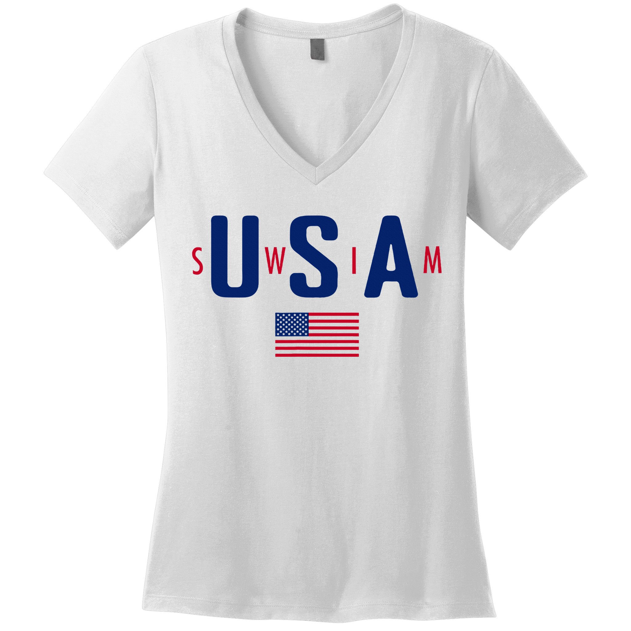 Usa Swim  Usa Summer Swimming 2024 Games Women's V-Neck T-Shirt