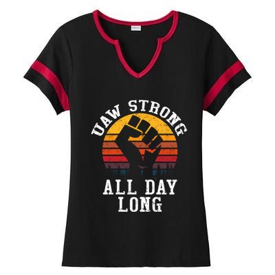 UAW Strong UAW Proud Union Pride UAW Laborer Worker Ladies Halftime Notch Neck Tee