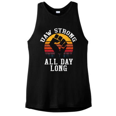 UAW Strong UAW Proud Union Pride UAW Laborer Worker Ladies PosiCharge Tri-Blend Wicking Tank