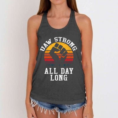 UAW Strong UAW Proud Union Pride UAW Laborer Worker Women's Knotted Racerback Tank