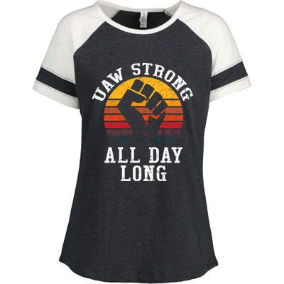 UAW Strong UAW Proud Union Pride UAW Laborer Worker Enza Ladies Jersey Colorblock Tee