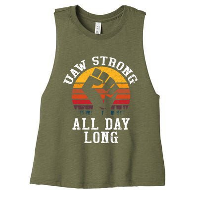 UAW Strong UAW Proud Union Pride UAW Laborer Worker Women's Racerback Cropped Tank