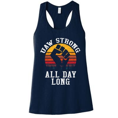 UAW Strong UAW Proud Union Pride UAW Laborer Worker Women's Racerback Tank