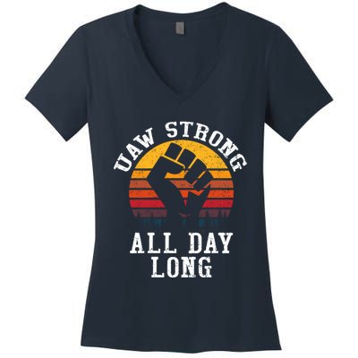 UAW Strong UAW Proud Union Pride UAW Laborer Worker Women's V-Neck T-Shirt