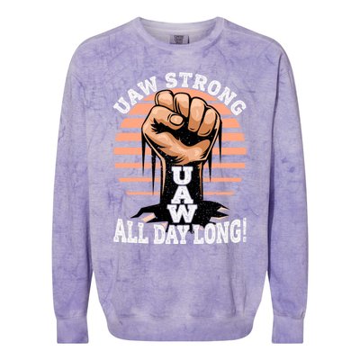 UAW Strong UAW Proud Union Pride UAW Laborer Worker Colorblast Crewneck Sweatshirt