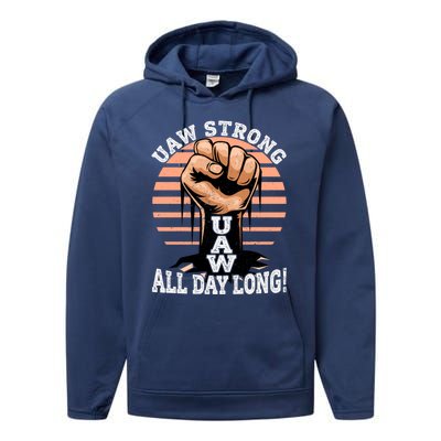 UAW Strong UAW Proud Union Pride UAW Laborer Worker Performance Fleece Hoodie