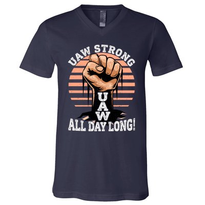 UAW Strong UAW Proud Union Pride UAW Laborer Worker V-Neck T-Shirt