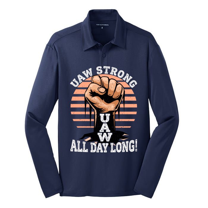 UAW Strong UAW Proud Union Pride UAW Laborer Worker Silk Touch Performance Long Sleeve Polo