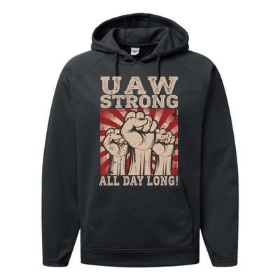 UAW Strong UAW Proud Union Pride UAW Laborer Worker Performance Fleece Hoodie