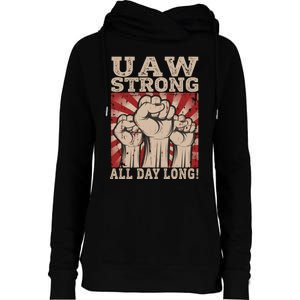 UAW Strong UAW Proud Union Pride UAW Laborer Worker Womens Funnel Neck Pullover Hood