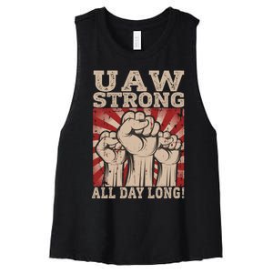 UAW Strong UAW Proud Union Pride UAW Laborer Worker Women's Racerback Cropped Tank