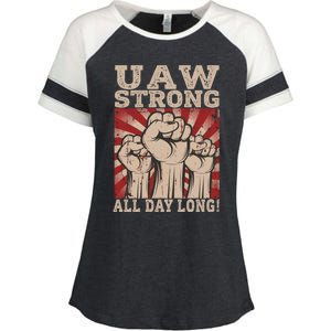 UAW Strong UAW Proud Union Pride UAW Laborer Worker Enza Ladies Jersey Colorblock Tee