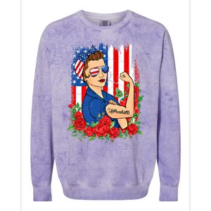 United States Unbreakable Roses Usa Flag 4th Of July Cute Gift Colorblast Crewneck Sweatshirt