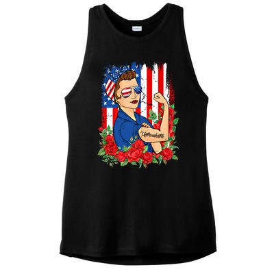 United States Unbreakable Roses Usa Flag 4th Of July Cute Gift Ladies PosiCharge Tri-Blend Wicking Tank