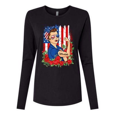 United States Unbreakable Roses Usa Flag 4th Of July Cute Gift Womens Cotton Relaxed Long Sleeve T-Shirt