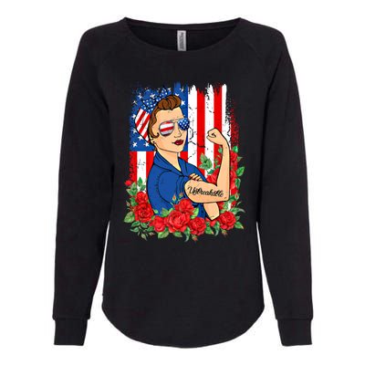 United States Unbreakable Roses Usa Flag 4th Of July Cute Gift Womens California Wash Sweatshirt