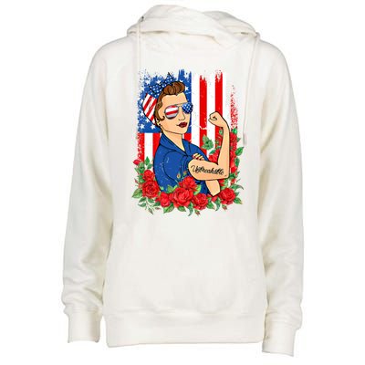 United States Unbreakable Roses Usa Flag 4th Of July Cute Gift Womens Funnel Neck Pullover Hood