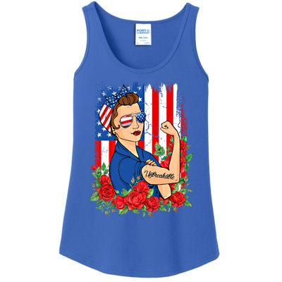 United States Unbreakable Roses Usa Flag 4th Of July Cute Gift Ladies Essential Tank