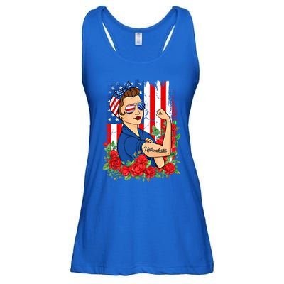 United States Unbreakable Roses Usa Flag 4th Of July Cute Gift Ladies Essential Flowy Tank