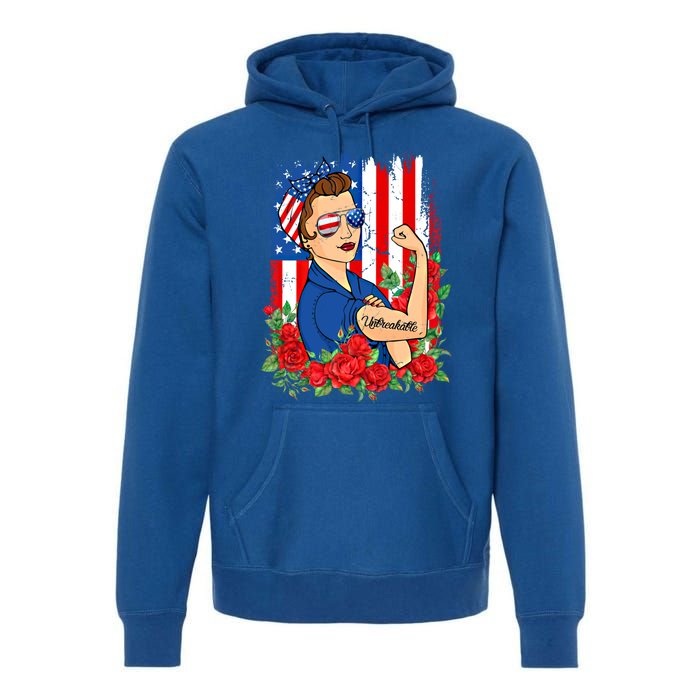 United States Unbreakable Roses Usa Flag 4th Of July Cute Gift Premium Hoodie