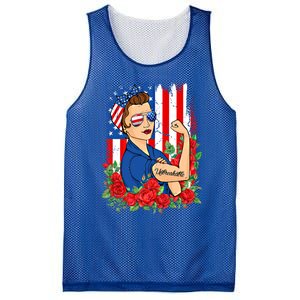 United States Unbreakable Roses Usa Flag 4th Of July Cute Gift Mesh Reversible Basketball Jersey Tank