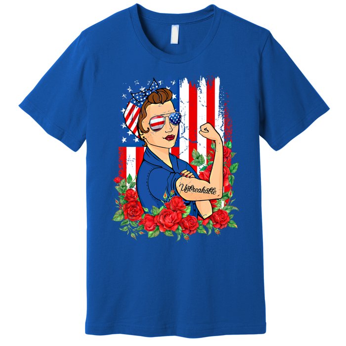 United States Unbreakable Roses Usa Flag 4th Of July Cute Gift Premium T-Shirt