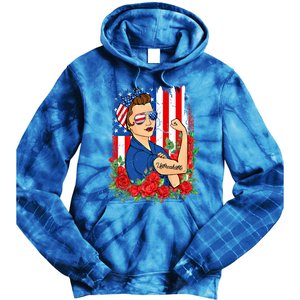 United States Unbreakable Roses Usa Flag 4th Of July Cute Gift Tie Dye Hoodie