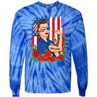 United States Unbreakable Roses Usa Flag 4th Of July Cute Gift Tie-Dye Long Sleeve Shirt