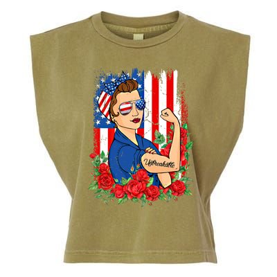 United States Unbreakable Roses Usa Flag 4th Of July Cute Gift Garment-Dyed Women's Muscle Tee