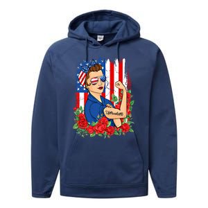 United States Unbreakable Roses Usa Flag 4th Of July Cute Gift Performance Fleece Hoodie