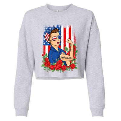 United States Unbreakable Roses Usa Flag 4th Of July Cute Gift Cropped Pullover Crew