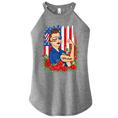 United States Unbreakable Roses Usa Flag 4th Of July Cute Gift Women's Perfect Tri Rocker Tank