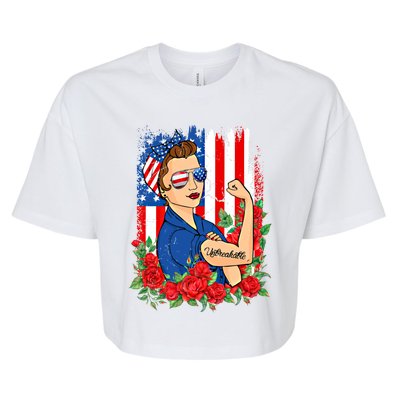 United States Unbreakable Roses Usa Flag 4th Of July Cute Gift Bella+Canvas Jersey Crop Tee