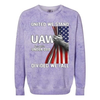 Uaw Strong United We Stand Proud Union Uaw Red Colorblast Crewneck Sweatshirt