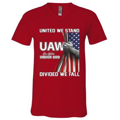 Uaw Strong United We Stand Proud Union Uaw Red V-Neck T-Shirt