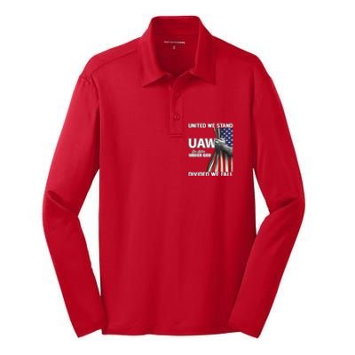 Uaw Strong United We Stand Proud Union Uaw Red Silk Touch Performance Long Sleeve Polo