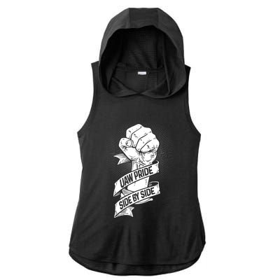 UAW Strike United Auto Workers Picket Sign Support Labor Union Strikers Ladies PosiCharge Tri-Blend Wicking Draft Hoodie Tank