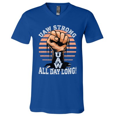 UAW Strong UAW Proud Union Pride UAW Laborer Worker V-Neck T-Shirt