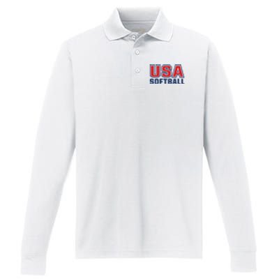 Usa Softball Performance Long Sleeve Polo