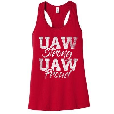 UAW Strong UAW Proud Union Pride UAW Laborer Worker Design Women's Racerback Tank