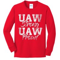 UAW Strong UAW Proud Union Pride UAW Laborer Worker Design Kids Long Sleeve Shirt