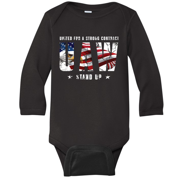 UAW Strong UAW Union UAW Laborer Worker Baby Long Sleeve Bodysuit