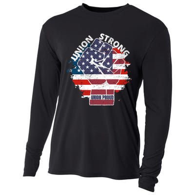 Union Strong Union Proud Labor Day Raised Clinched Fist Cooling Performance Long Sleeve Crew