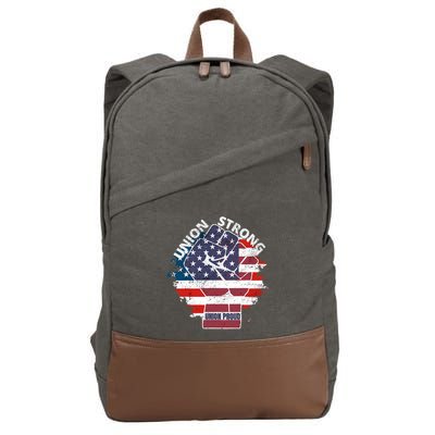 Union Strong Union Proud Labor Day Raised Clinched Fist Cotton Canvas Backpack