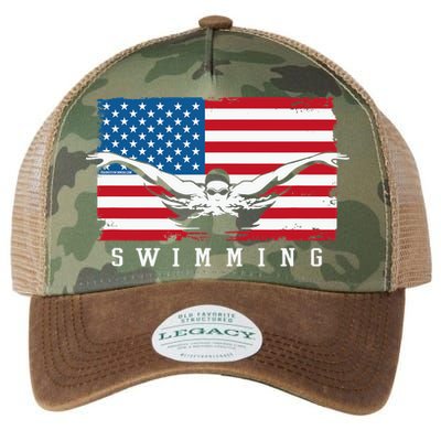 USA Swimming US Flag With Swimmer Swim Team Legacy Tie Dye Trucker Hat